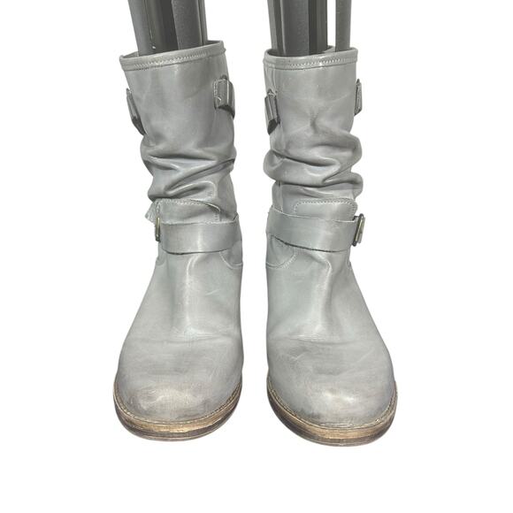 Eric Michael Women's Slouchy Leather Mid-Calf Boots Gray Buckle Strap Casual 10B - Picture 2 of 12
